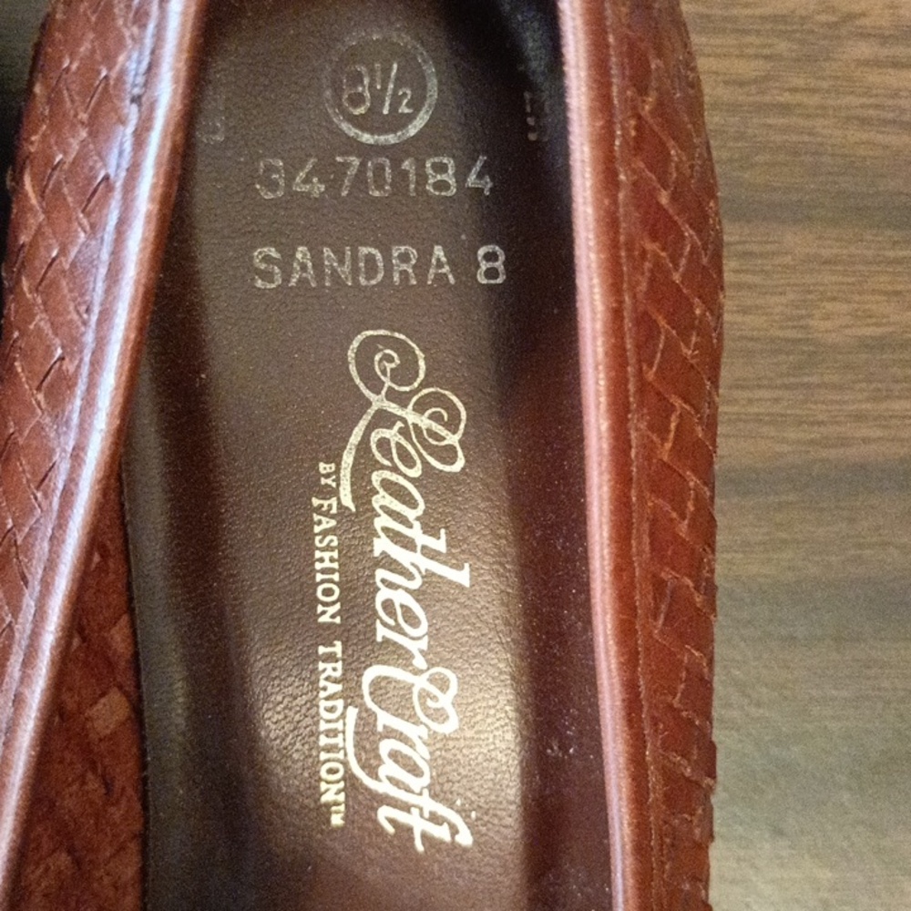 Leather Craft Sandra B braided woven leather brown loafers mint condition sz 8.5 - Picture 7 of 8